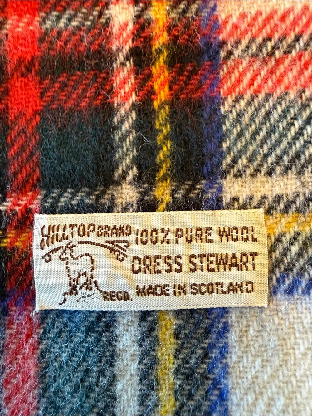 Vintage Made in Scotland 100% Pure Wool Tartan bold Plaid Scarf Fringe 56”